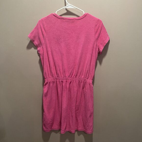 Lands End Women's Pink Terry Cloth Beach Pool Cover Up L Bright Comfort Casual - Picture 3 of 10